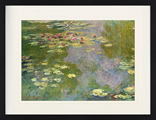 1art1 Claude Monet Poster Seerosen, 1919 Gerahmtes Bild Mit Edlem Passepartout | Wand-Bilder | Im Bilderrahmen 80x60 cm