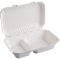 BAMI 50x Lunchbox Large | Zuckerrohr | weiß, 2-geteilt, 23x15,5x6,5cm | Essensbox mit Deckel, Take Away Box