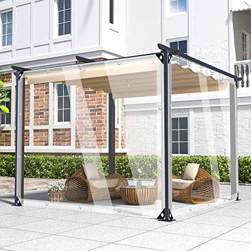 Transparente Plane Abdeckplane PVC Plane Durchsichtig seitenteile mit ösen 3.8mx5.4m 450g/m² Wetterfeste Faltbar Planen FüR AußEnbereich Tarpaulin Für Gartenmöbel,Kältebeständig,Regenfest