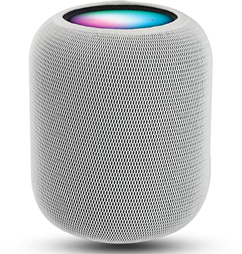 BANGCHEER Lautsprecher-Staubschutz geeignet für Homepod 2 Gen Lautsprecher, Netz-Lautsprechertuch, Smart Cover mit Ladeloch, hochwertiges Nylon, weiß, 1 Stück