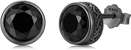 Schwarz Ohrstecker 925er Sterling Silber Schwarze Ohrringe mit Zirkonia Punk Gothic Ohrringe Schwarzer Schmuck Geschenke für Damen Herren