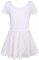 Arshiner Ballettkleid Kurzarm Mädchen Ballettkleidung Kinder Ballettanzug Baumwolle Balletttrikot mit Rock Tütü Tanzbekleidung Ballet Weiß 130/4-5 Jahre