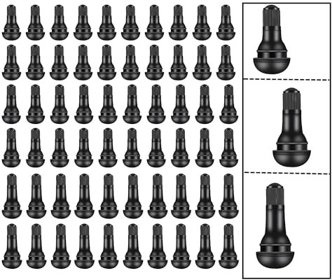 HUAZIZ 60 Stück Gummi Ventile TR412/TR413/TR414, Reifenventil Schwarz, Auto Gummiventil, Reifen Autoventil, Gummiventil, Felgen Ventile Snap-in Gummiventile