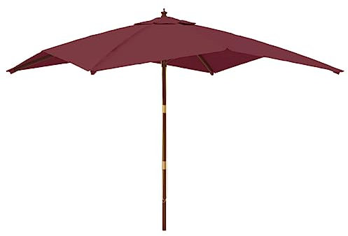 BaraSh Parasol de jardin avec mât en bois rouge bordeaux 300x300x273cm,Parasol De Jardin Exterieur,Protection Uv