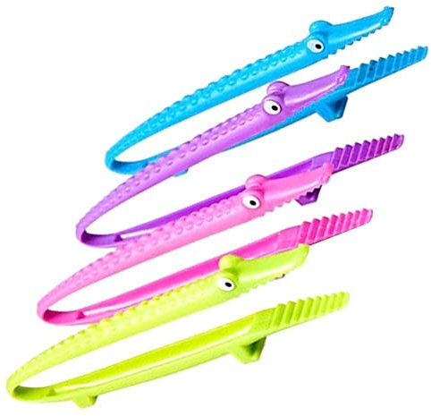 2 pinzas de plástico con forma de cocodrilo, multifuncionales, para tartas, huevos, barbacoa, pan, color Randam Clip para bistec y azúcar