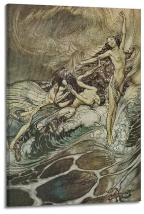 DryNda Arthur Rackham Poster Das Rheingold und die Walküre, Heimdekoration, Wandkunst, zum Aufhängen, Druck, Schlafzimmer, dekoratives Gemälde, ästhetisch, 60 x 90 cm