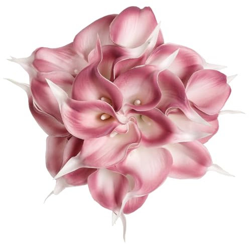 IPOPU Pinke künstliche Calla-Lilien, 24 Stück, fühlen sich echt an, rosa Calla-Lilien, Kunstblumen, Arrangement für Zuhause, Party, Hochzeit, Blumenstrauß, Tafelaufsätze, Blume, Heimdekoration (Rosa)