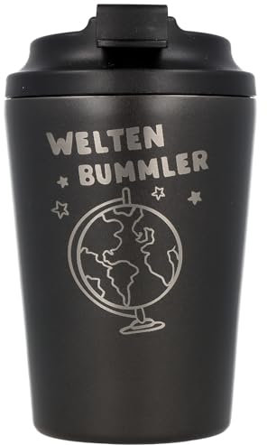 Spruchreif | Thermobecher mit Deckel | Edelstahl Isolierbecher | Thermobecher für Unterwegs | Heiß-/Kaltgetränke | Weltenbummler