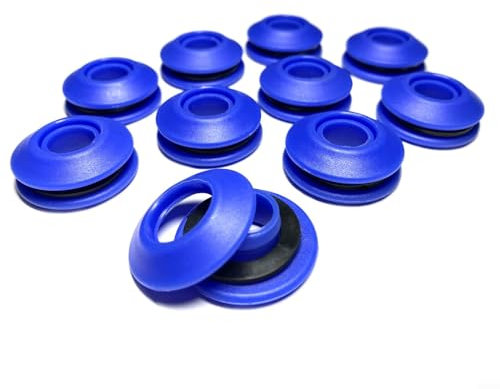 FACULX Lot de 10 ou 50 œillets étanches pratiques en plastique pour bâche, bâches textiles, rideaux, tentes, bâches de piscine (bleu)