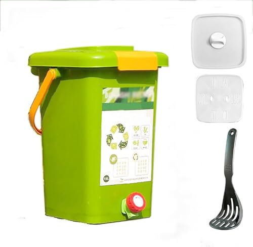Gtzly Kompost, All Seasons Indoor-Komposter-Starter-Set, KompostbehäLter for LebensmittelabfäLle mit Deckel, KüChen-Eimer for LebensmittelabfäLle, Recycling-Komposter(24.6 * 27 * 36.5cm)
