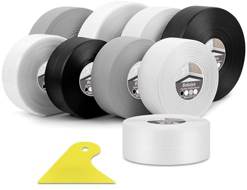 Bokaiya Bath Sealant Strip, 5m/16.4 ft, Self-Adhesive Caulk Strip Sealant Tape, Anti Mould Waterproof Sealing Tape for Kitchen, Bathroom, Toilet, Wall Corner and Sink, with Scraper,White