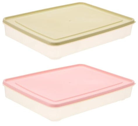 Wuuooei Caja de Almacenamiento de Huevos, 2 Piezas Hueveras de Plastico, Hueveras para Frigorifico 24 Huevos, Bandeja Huevos Nevera con Tapa, Huevera Nevera Apilable (rosa, beige)
