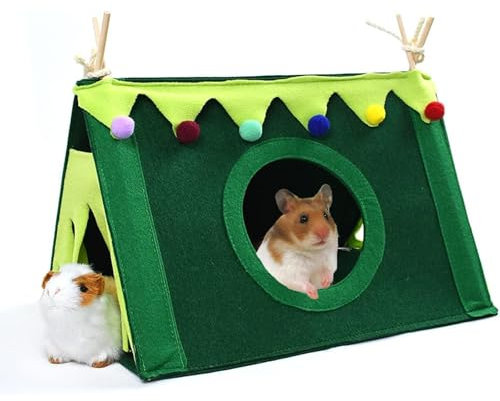MOAZIFI Meerschweinchen Zubehoer, Kleintierhaus, Kuschelhöhle, Meerschweinchenversteck waschbar, Meerschweinchen Zubehör, Für Frettchen Chinchillas Igel Hamster Gleiter Ratten (Grün L) ﻿