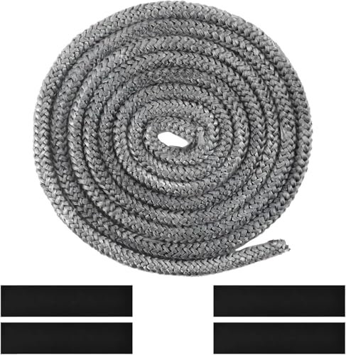 Cordón de sellado para estufas, cordón de fibra de vidrio ignífugo, cinta de sellado para chimeneas, con 4 cintas de alta temperatura, para muchos modelos de chimeneas,10 mm x 2,5 m