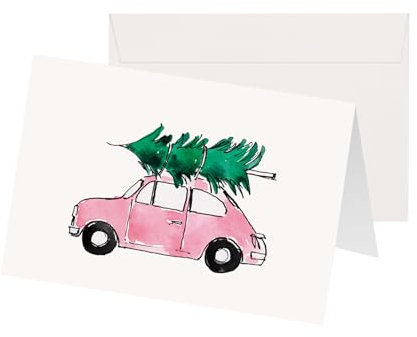 Weihnachtsgrußkarte, A6, Schlitten (Pink Car)