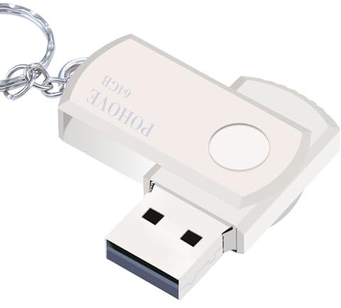USB Stick 64gb,2.0 Metall Memory Stick,USB-Flash-Laufwerk Externer Speicher,Geeignet für Die Datenspeicherung,Kompatibel mit PC/MacBook/Tablet/Laptop(silbrig)