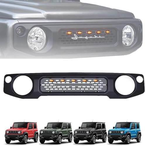 Archaic Griglia Radiatore per Suzuki Jimny Sierra JB64 JB74 2018-2024, Grille anteriore per Jimny,con 5 luci LED