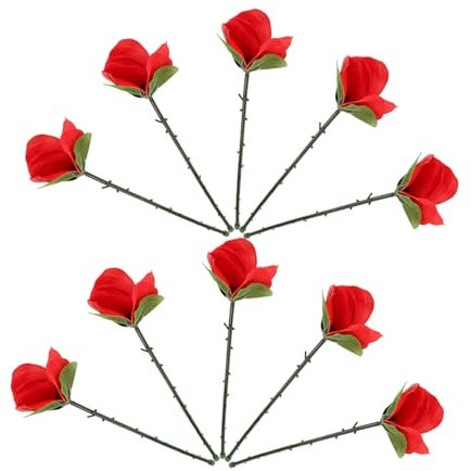 JOINPAYA Faltbare Rose Zaubertricks Erwachsene Nahaufnahme Bühnenrequisiten 10 Stück Rote Seidenblumen Für Performance Bar Party Familie
