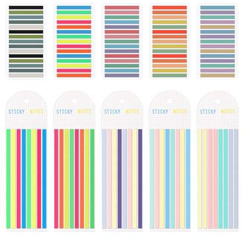 2300 Stk Farbig Haftstreifen, Haftmarker Index Tabs Haftstreifen zum Text Markieren Schmal Lang Transparente Haftnotizen für Büro Seitenmarkierung Klebemarkierung (Mehrfarbig)