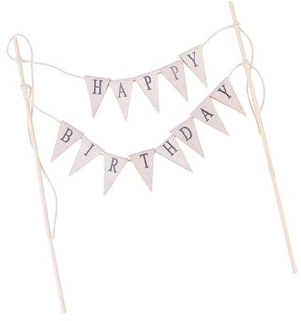 OKUMEYR Happy Birthday Cake Topper Banner Vintage-wimpelflagge Kuchendekoration Girlande Für Geburtstagsfeiern