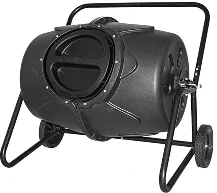 Contenedor de abono resistente para jardín al aire libre, barril de abono giratorio móvil para fermentación de residuos de cocina, fácil montaje y contenedor de fertilizantes orgánicos resistente