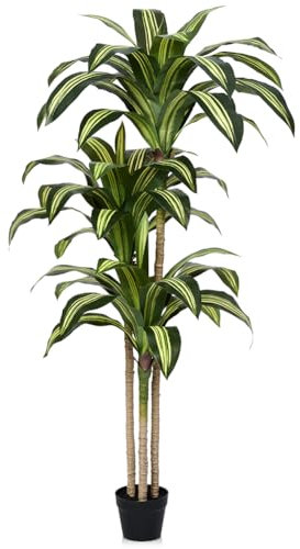 VeriNatural Artificial Dracaena Plants Tree Indoor - 150cm Tall Large Fake Faux Decorative Tree with UV-Resistant - Plastic Plant in Pot Decor for Home Outdoor House Living Room Office Porch,VN123
