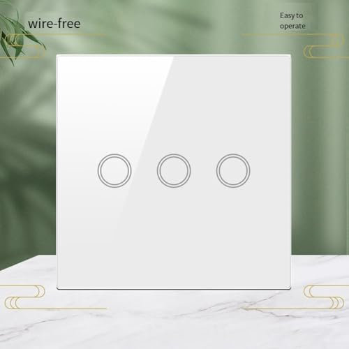 Light Switch 3-gang, 86 Type Touch LED Adapter Dimmer Switch, Supports 3-300W Dimmable LED Lamps, 3-700W Incandescent Bulbs, AC 110-240V(white)