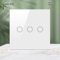 Touch Light Switch 3-gang, 86 Type Touch Screen LED Adapter Dimmer Switch, Supports 3-300W Dimmable LED Lamps, 3-700W Incandescent Bulbs, AC 110-240V(white)