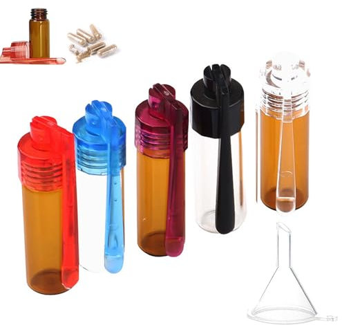 AONAYO 5 Stücke 51 Mm Schnupftabakdose,Schnupftabak Dosierer,Koks Dosierer,Schnupftabak,Dosierer Schnupf,Dosierer Pulver Mit Mini-Trichter,Gewürzpulver Werkzeug Mit Löffel Für Outdoor,Camping,Reisen