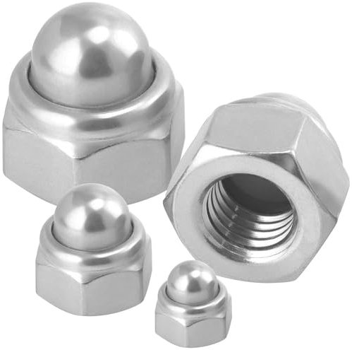 10 Stück Sechskant Hutmuttern M8 selbstsichernd Edelstahl A2 DIN 986 mit Klemmteil Kappenmuttern WIBTEC®