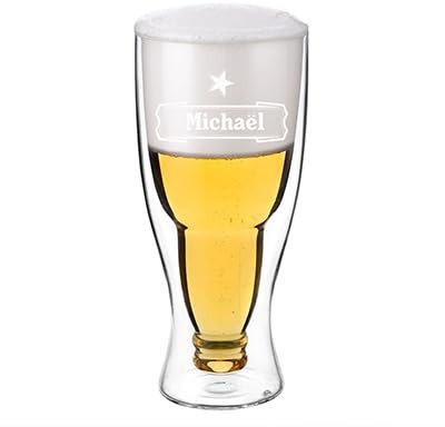 CADEAUX.COM - Verre à Bière Bouteille Renversée Personnalisé - Prénom Personnalisable - Cadeau Anniversaire Homme - Cadeau Fete des Peres