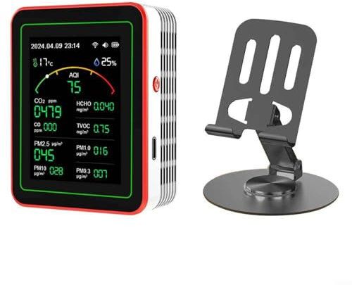 UTTASU 15-in-1 WiFi Air Quality Monitor With PM2.5 PM10 PM1.0 TVOC Detector Indoor Temperature Humidity Meter LCD Display For Home Office School(white)