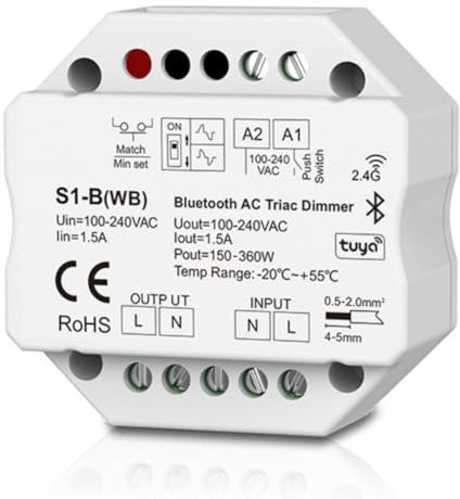 yasoe Bluetooth + Thyristor Dimmer Bluetooth AC Thyristor Dimmer for Traditional Incandescent Lamps for Halogen Lamp Switching and Dimming