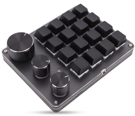 BONKZEBU Pad Macro Programmable, Clavier Mécanique personnalisé de 16 Touches avec 3 Couches LED Backlit, Commutateur Rouge, Conception Compacte pour Les Raccourcis de Jeu, Copier-pâte, (Noir)