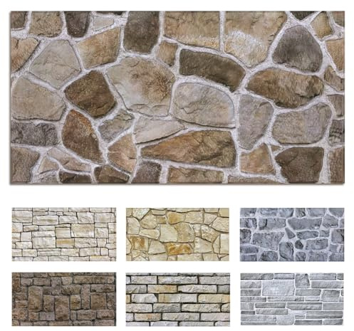 Commomy 3D Wandpanele Selbstklebend Steinoptik 12 Stück 58 x 30 cm, 2.08 m² | PVC Wandverkleidung Steinoptik Ziegelstein Wasserdicht Starke Haftung Dauerhaft 3.5MM Dick 3D Wall Panels für Innenwandekor