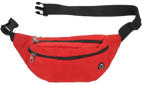 SOLUSTRE Lauf Hüfttasche Verstellbar Aus Bruchfestem Material Rot Kleine Bauchtasche Mit Reißverschluss Für Herren Damen Outdoor Gürteltasche Zum Wandern Radfahren Reisen