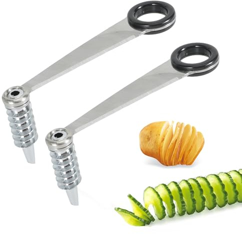 2 Stück Spiralschneider Gemüse, Handgeführtes Spiralschneider kartoffel Edelstahl für Kreative Obst und Gemüsezubereitung, Gemüsehobel & Schneider für Gurken Kartoffeln Karotten Obst Küchenhelfer