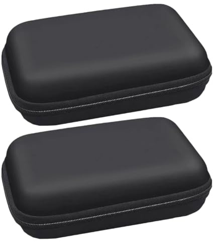 HOUDERCO Digital Accessory Bags EVA Hard Drive Cases 2Pcs Shockproof Portable Storage Charging Cable Holder for Travel Black 12X10X4Cm