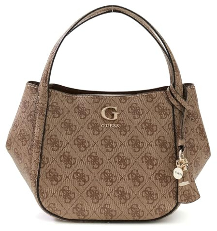GUESS Handtasche Umhängetasche Coleen Logo Satchel Latte Logo hellbraun