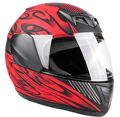 Typhoon Youth Full Face Motorcycle Helmet Kids DOT Street - Matte Red ( Small )