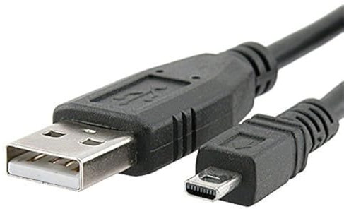 Wetco Black USB 2.0 A to 8-Pin Mini B Cable w/Ferrite - 1M / 3ft for digital camera MP3 of Nikon/Fuji/Sony/Olympus/Panasonic