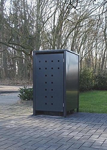 Srm-Design 1 Mülltonnenbox Modell No.7 für 240 Liter Mülltonnen/komplett Anthrazit RAL 7016 / witterungsbeständig durch Pulverbeschichtung/mit Klappdeckel und Fronttür