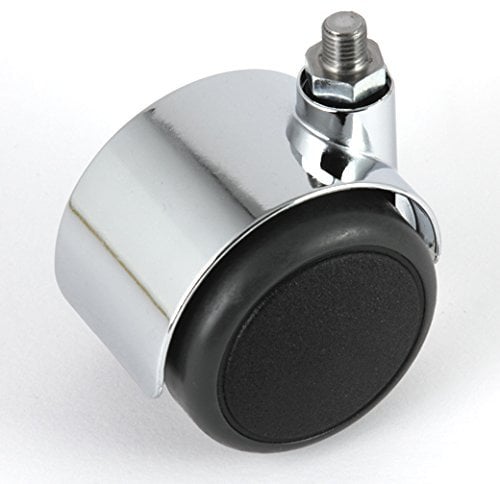 Möbelrolle ungebremst Chrom 50 mm Gewindestift passend für USM Haller Möbel mit PU-Bereifung grau spurlos für harte Böden Hartbodenrolle ohne Bremse