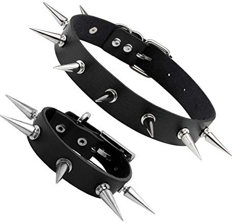 MILAKOO Unisex PU Lederarmband und Punk Rock Gothic Spikes Nieten Chokerkragen Halskette Set