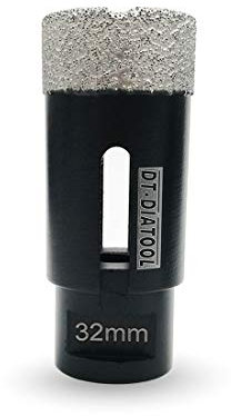 DT-DIATOOL Diamond Drill Bit 32mm Hole Saw for Dry Drilling Tile Porcelain Marble Ceramic Granite 75mm Length