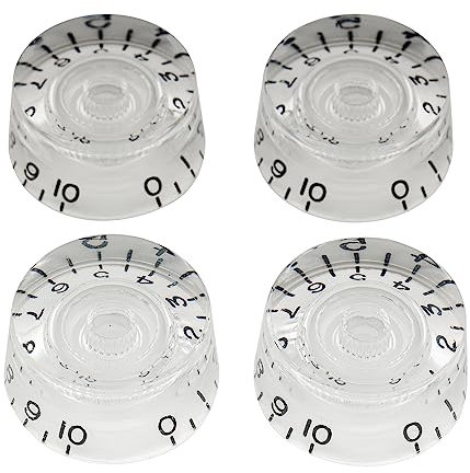 Musiclily Pro Imperial Zoll Größe Zylinder-Form Potiknopfe Speed Knobs für USA Les Paul Style E-Gitarre, Transparent(4er Set)