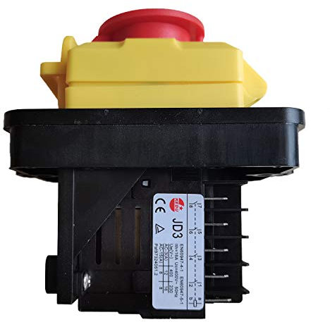 KEDU KJD11 - Interruttore elettromagnetico a 10 poli, interruttore a pulsante di emergenza per macchine utensili industriali JD3, relè AC 400V, 16A, 12A, 8A, 5NO