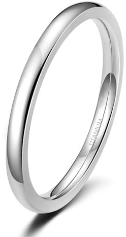 Zakk Ring Damen Herren 2mm 4mm 6mm Titan Poliert Schmal Ringe Verlobungsringe Ehering Hochzeitsringe (Silber-2mm, 57 (18.1))