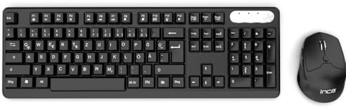 Kabelloses Tastatur Maus Set Wiederaufladbar Leise mit Type-C & USB Empfänger – inca IWS-549U Wireless QWERTZ Full-Size Keyboard 106 Tasten & 1600 DPI Silent Mouse, Multimedia, Windows kompatibel