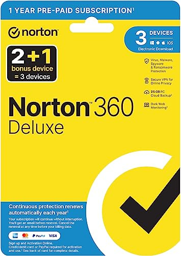 Norton 360 Deluxe 2026 Antivirus software for 3 Devices, 12 Months subscription|Deluxe|3 Device|12 Months|PC|Download